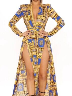 Baroque Print Maxi Dress